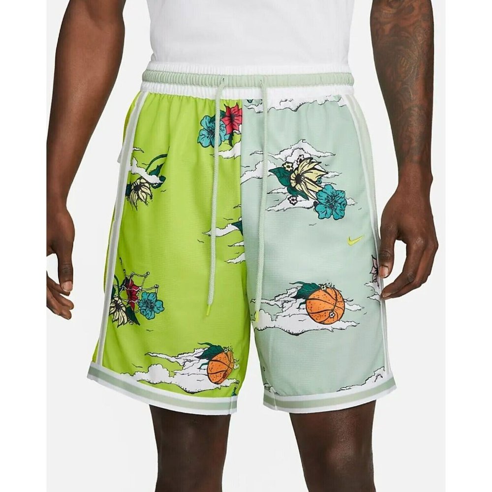 Nike Dri-Fit DNA+ Basketball Shorts Green Above Knee Floral DNA  DM8780 XL New